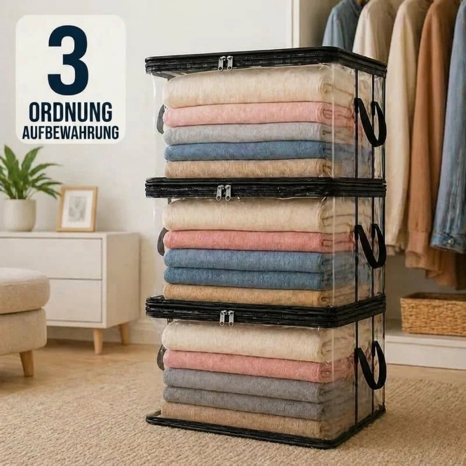 📦 Extra starke, transparente XXL-Aufbewahrungstasche – ideal für Kleidung, Umzüge & Aufbewahrung🔴