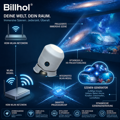 🔥 Letzter Tag: 70 % Rabatt丨Billhol® Nachtlicht-Projektor — Smarter 5D-Holografie-Projektor für Sternenhimmel & Ozean 🌠