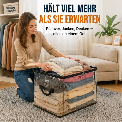 📦 Extra starke, transparente XXL-Aufbewahrungstasche – ideal für Kleidung, Umzüge & Aufbewahrung🔴