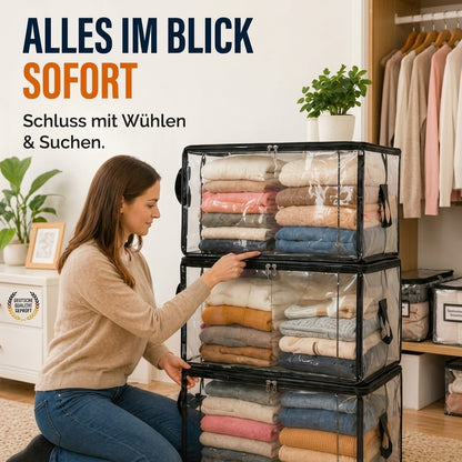 📦 Extra starke, transparente XXL-Aufbewahrungstasche – ideal für Kleidung, Umzüge & Aufbewahrung🔴