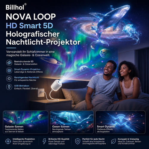 Billhol® Nachtlicht-Projektor – Intelligenter holografischer Sternprojektor🔴