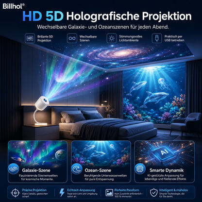 Billhol® Nachtlicht-Projektor – Intelligenter holografischer Sternprojektor🔴