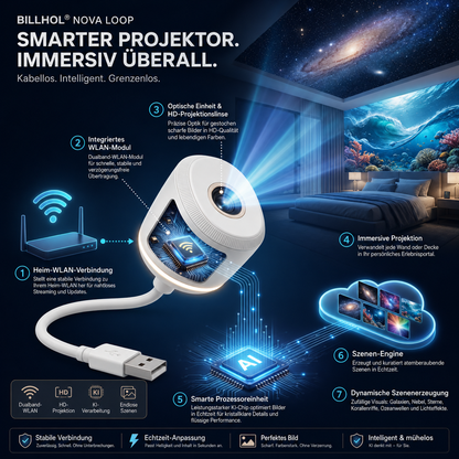 Billhol® Nachtlicht-Projektor – Intelligenter holografischer Sternprojektor🔴